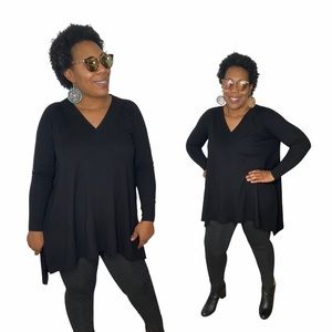 Lafayette 148 New York Sweater Wool V-Neck Side Slit Tunic